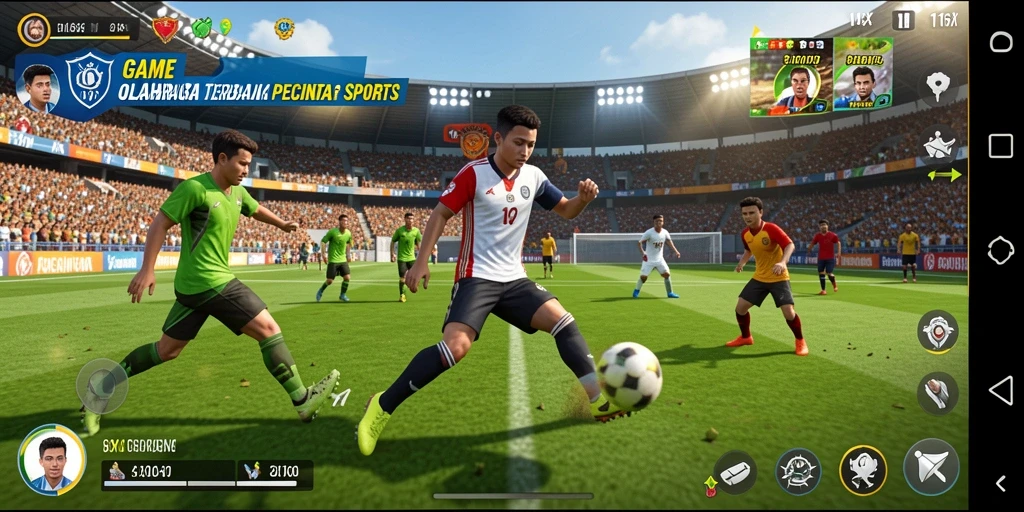Tampilan screenshot utama yang menampilkan gameplay olahraga yang seru.