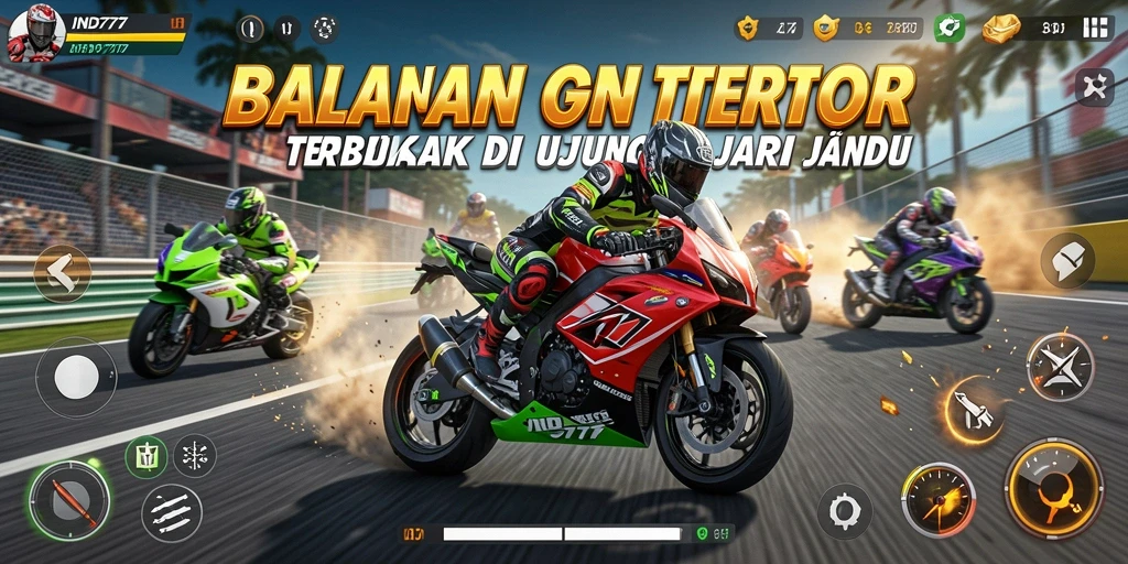 Screenshot IND777 menampilkan aksi balapan motor yang mendebarkan dan realistis.
