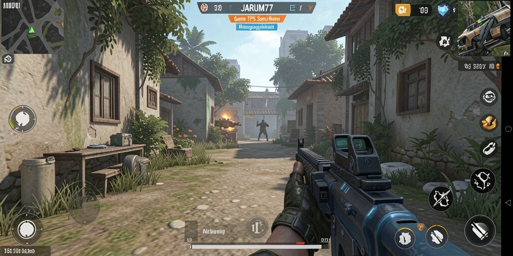 Tampilan gameplay mendebarkan di JARUM77 dengan aksi TPS yang seru.