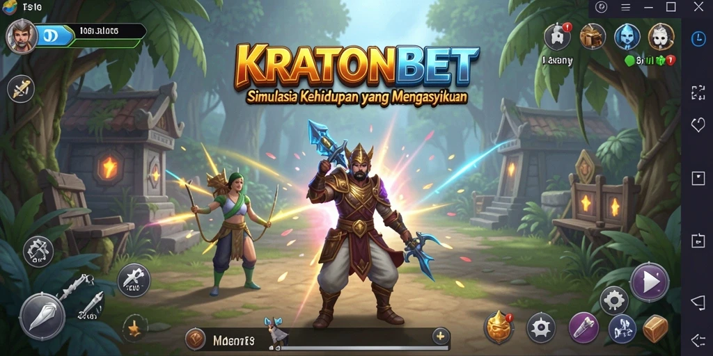 Tangkapan layar game KRATONBET menampilkan interaksi karakter dan gameplay seru.