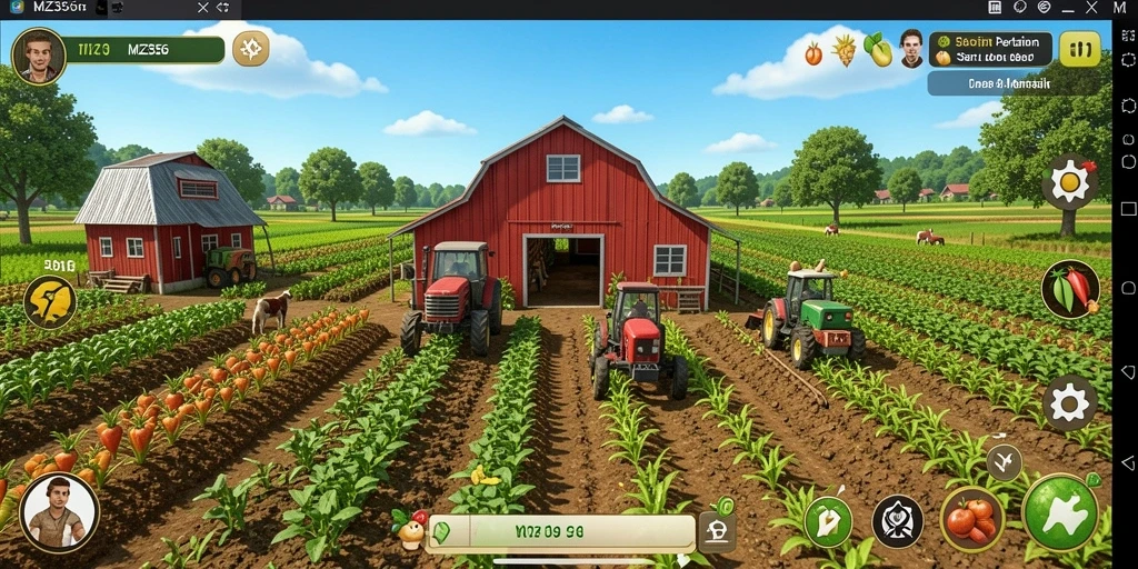 Tampilan gameplay seru di MZ356 dengan berbagai tanaman dan hewan.