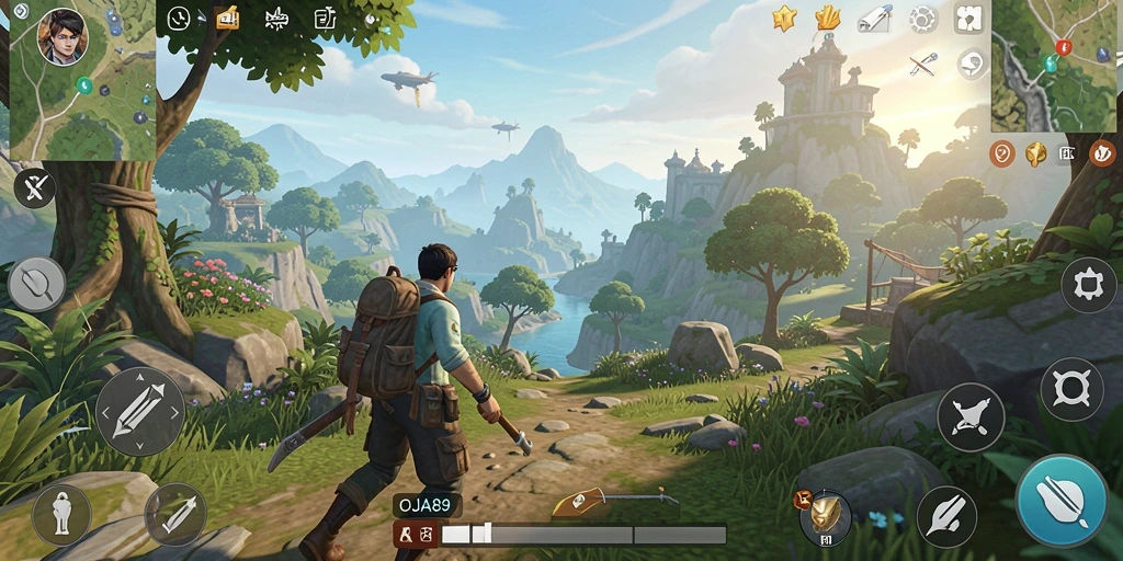 Screenshot menampilkan petualangan di dunia terbuka OJA89.