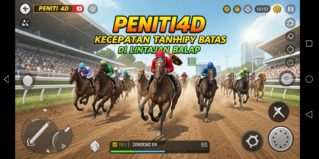 Screenshot gameplay PENITI4D yang menampilkan aksi balapan motor seru.